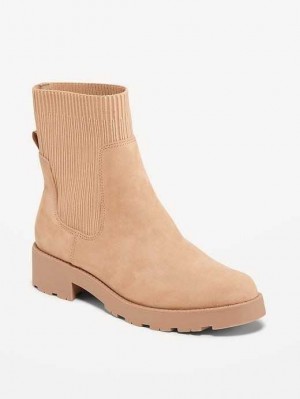 Old Navy Faux-Wildleder Chelsea Boots Stiefel Damen Caramel | 4215BQUDH