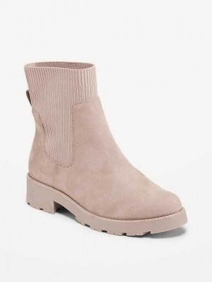 Old Navy Faux-Wildleder Chelsea Boots Stiefel Damen Grau | 8695BYLUZ