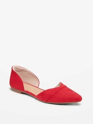 Old Navy Faux-Wildleder D'Orsay Flats Flache Schuhe Damen Rot | 7802BMJNU
