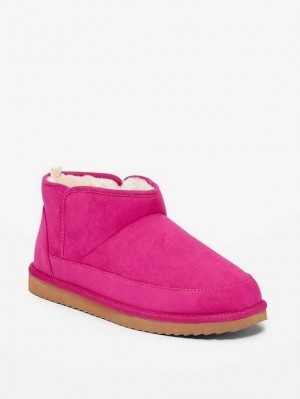 Old Navy Faux-Wildleder Sherpa-Gefütterte Booties Stiefel Damen Rosa | 3068ROFQZ