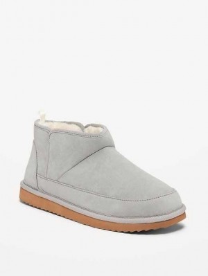 Old Navy Faux-Wildleder Sherpa-Gefütterte Booties Stiefel Damen Cinder Smoke | 9413QXFDP