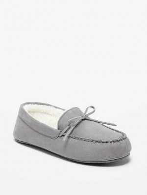 Old Navy Faux-Wildleder Sherpa-Gefütterte Moccasin Slippers Hausschuhe Herren Grau | 0284YNWBH