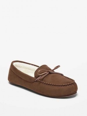 Old Navy Faux-Wildleder Sherpa-Gefütterte Moccasin Slippers Hausschuhe Herren Spiced Saffron | 2051UVIKP