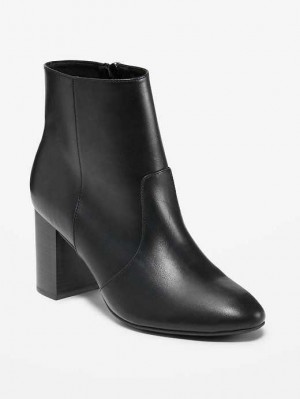 Old Navy Faux Leder Block Heel Ankle Boots Stiefel Damen Blackjack | 9105SUAER