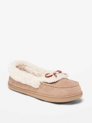 Old Navy Faux Wildleder Mocassin Slippers Hausschuhe Damen Grau Braun | 3167LJAMC