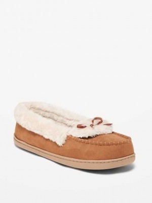 Old Navy Faux Wildleder Mocassin Slippers Hausschuhe Damen Braun | 9847OZWPX
