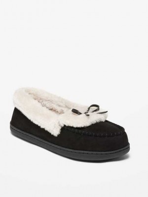 Old Navy Faux Wildleder Mocassin Slippers Hausschuhe Damen Schwarz | 0249SZJFX
