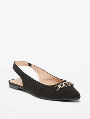 Old Navy Faux Wildleder Slingback Chain Ballet Flache Flache Schuhe Damen Blackjack | 9053IOYKJ