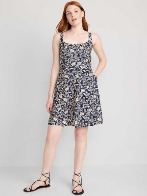Old Navy Fit & Flare Cami Mini Kleider Kleid Damen Blau | 3589BTHZK