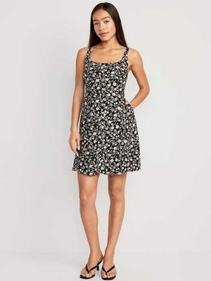 Old Navy Fit & Flare Cami Mini Kleider Kleid Damen Schwarz | 3861MWJBN