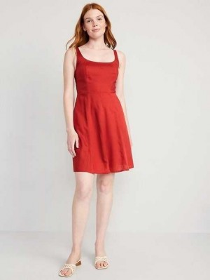 Old Navy Fit & Flare Cami Mini Kleider Kleid Damen Tiefesrot | 4680GBWIY