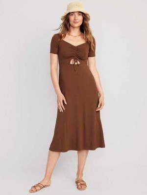 Old Navy Fit & Flare Cutout-Front Midi Kleider Kleid Damen Coco De Mer | 6715WXQEU