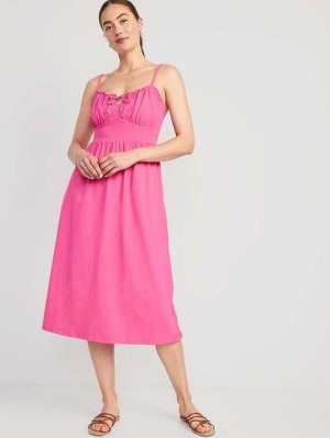 Old Navy Fit & Flare Tie-Front Cami Midi Kleider Kleid Damen Blumen | 7294YUNMV