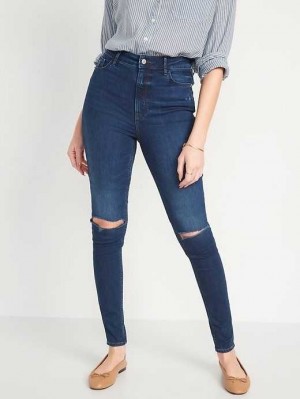Old Navy FitsYou 3-Sizes-in-1 Extra High-Waisted Rockstar Super-Schlank Ripped Jeans Jeans Damen Casper | 4908NIEYJ