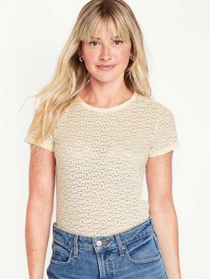 Old Navy Fitted Kurzes-Sleeve Spitze Top T-shirts Damen Cozy Cashmere | 2063KZHGJ