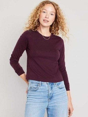 Old Navy Fitted Long-Sleeve Cropped T-Shirt T-shirts Damen Lila | 8327SHNZE