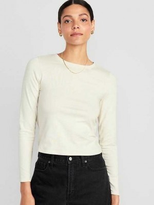 Old Navy Fitted Long-Sleeve Cropped T-Shirt T-shirts Damen Plucky Wishbone | 0928NVCXR