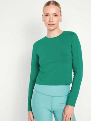 Old Navy Fitted Long-Sleeve Cropped T-Shirt T-shirts Damen Serpentine | 9321NQSDU