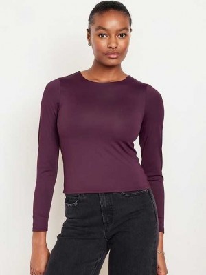 Old Navy Fitted Long-Sleeve T-Shirt T-shirts Damen Lila | 7683MGVDA