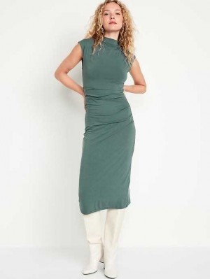 Old Navy Fitted Mock-Neck Midi Kleider Kleid Damen Grau | 1906OGMXH