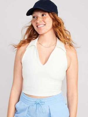 Old Navy Fitted PowerSoft Ärmellose Cropped Polo Lauftop Damen Magnolia | 3206BTHWK
