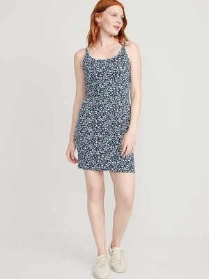 Old Navy Fitted Rib-Knit Cami Mini Kleider Kleid Damen Blau | 0216ORABI