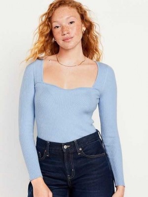 Old Navy Fitted Rib-Knit Pullover Strickjacke Damen Blau | 2071RZAHN