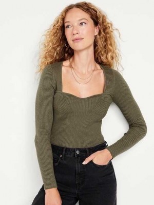 Old Navy Fitted Rib-Knit Pullover Strickjacke Damen Dill Caper | 0394SIBZP