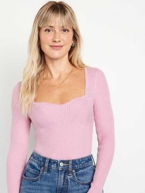 Old Navy Fitted Rib-Knit Pullover Strickjacke Damen Lila | 5209ZLWTN