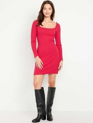 Old Navy Fitted Square-Neck Mini Kleider Kleid Damen Rot | 9031WQUZC