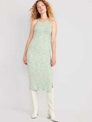 Old Navy Fitted Ärmellose Rib-Knit Midi Kleider Kleid Damen Briny Water | 7906PSCBQ