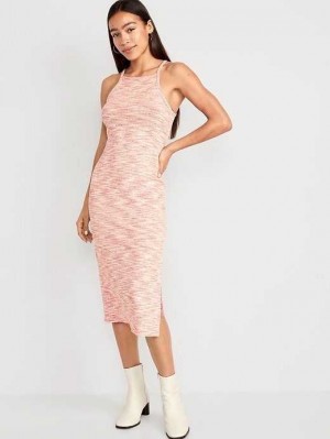 Old Navy Fitted Ärmellose Rib-Knit Midi Kleider Kleid Damen Koralle | 1428WBDNL