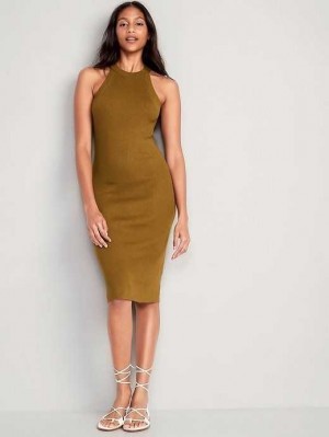 Old Navy Fitted Ärmellose Rib-Knit Midi Pullover Kleider Kleid Damen Bourbon | 8674INQRK