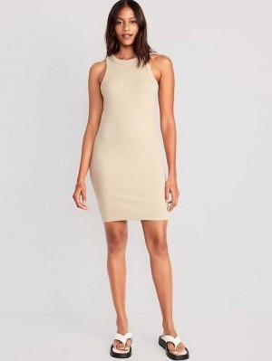 Old Navy Fitted Ärmellose Rib-Knit Mini Kleider Kleid Damen Desert Floor | 3965GNOVD