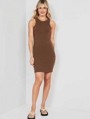 Old Navy Fitted Ärmellose Rib-Knit Mini Kleider Kleid Damen Peppercorn | 1346XQKPH