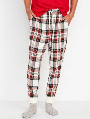 Old Navy Flannel Jogger Pajama Pants Pyjama Herren Weiß | 0498MBQEY