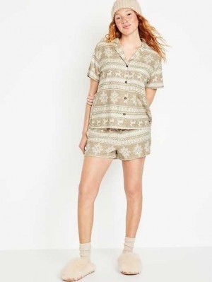 Old Navy Flannel Pajama Set Pyjama Damen Neutral Fair Isle | 1973PQWMB
