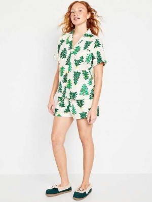 Old Navy Flannel Pajama Set Pyjama Damen Tree Print | 3781XHTGQ