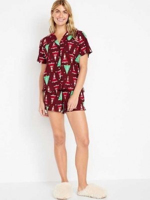 Old Navy Flannel Pajama Set Pyjama Damen Bordeaux | 7152EBSCL