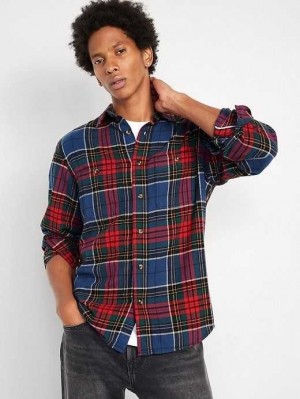 Old Navy Flannel Shirt Hemd Herren Blau Rot | 4906YXNFO