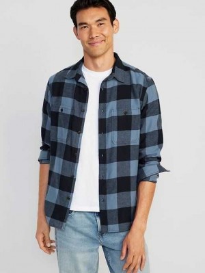 Old Navy Flannel Shirt Hemd Herren Blau | 0589FHCLG