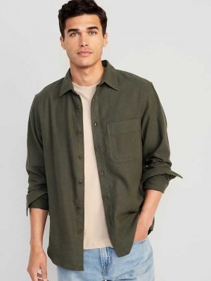 Old Navy Flannel Shirt Hemd Herren Dunkelolivgrün | 6971UEMRI