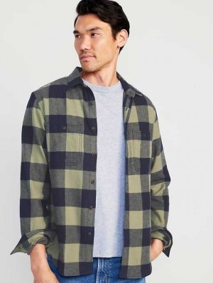 Old Navy Flannel Shirt Hemd Herren Grün Blau | 2578NQBZY