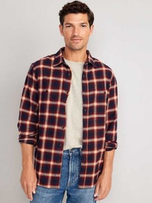 Old Navy Flannel Shirt Hemd Herren Orange Navy | 5280AXCRZ