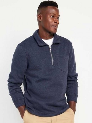 Old Navy Fleece-Knit 1/4-Zip Pullover Sweatshirt Herren Blau | 4305ABKYG