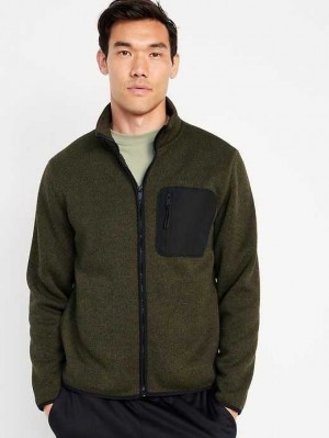 Old Navy Fleece-Knit Zip Jacket Sweatshirt Herren Grün | 5681IXJDG