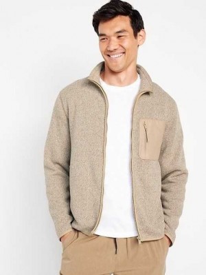 Old Navy Fleece-Knit Zip Jacket Sweatshirt Herren Braun | 6453YBCWS