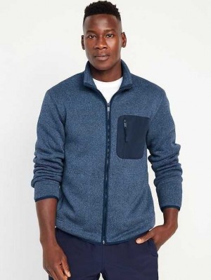 Old Navy Fleece-Knit Zip Jacket Sweatshirt Herren Blau | 7182SPQYU