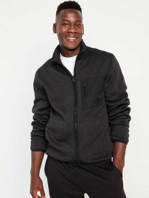Old Navy Fleece-Knit Zip Jacket Sweatshirt Herren Schwarz | 1206JCQFH