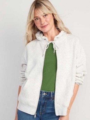 Old Navy Fleece Full-Zip Hoodie Hoodie Damen Hellgrau | 4823WNKBV